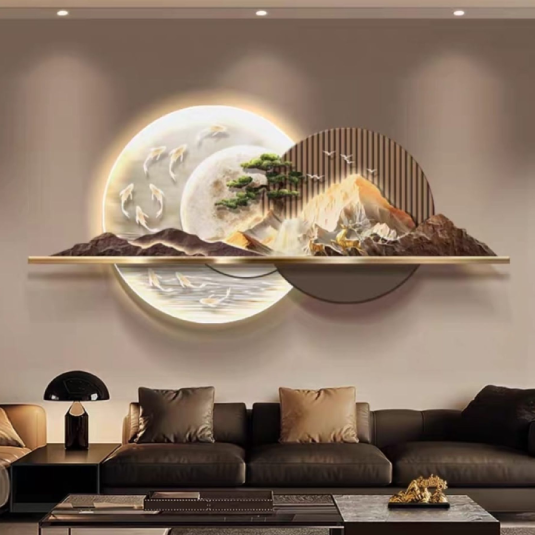 Scenic Mountain LED Wall Art with Display Shelf