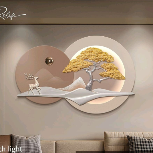 Golden Tree & Deer LED Wall Art