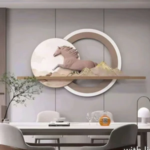 Majestic Horse Landscape Wall Art with Display Shelf
